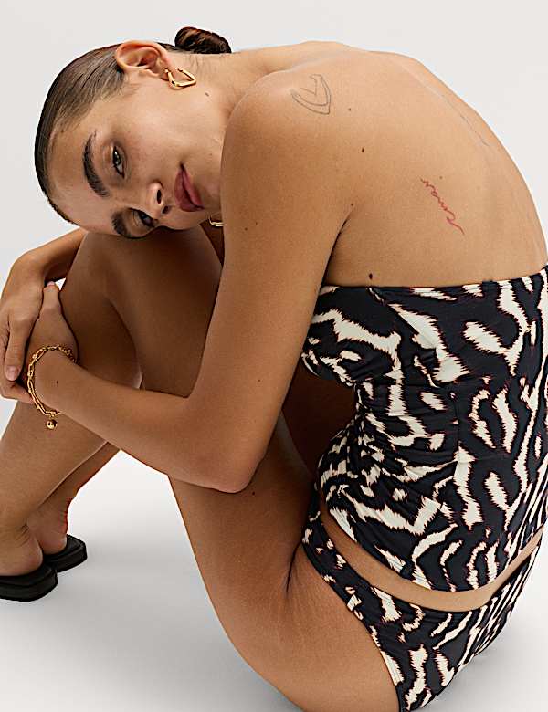 Tummy Control Printed Ruched Tankini - AT