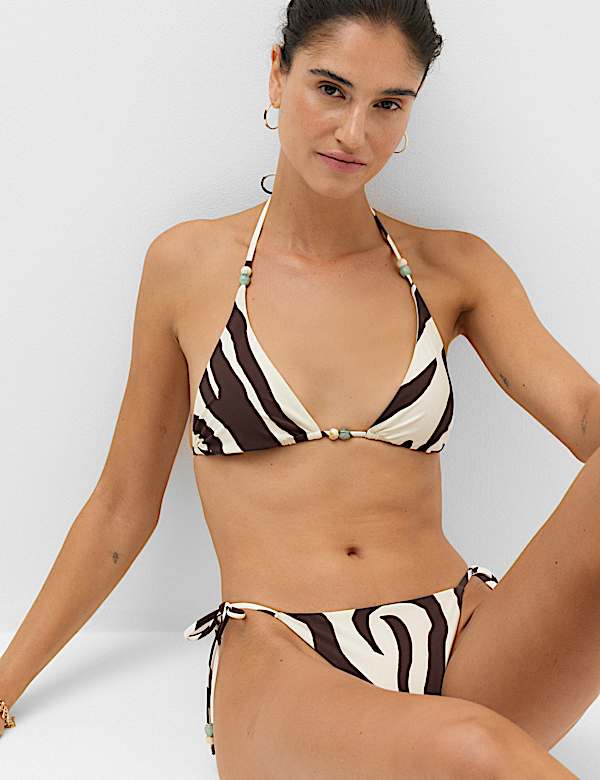 Animal Print Tie Side Bikini Bottoms - CN