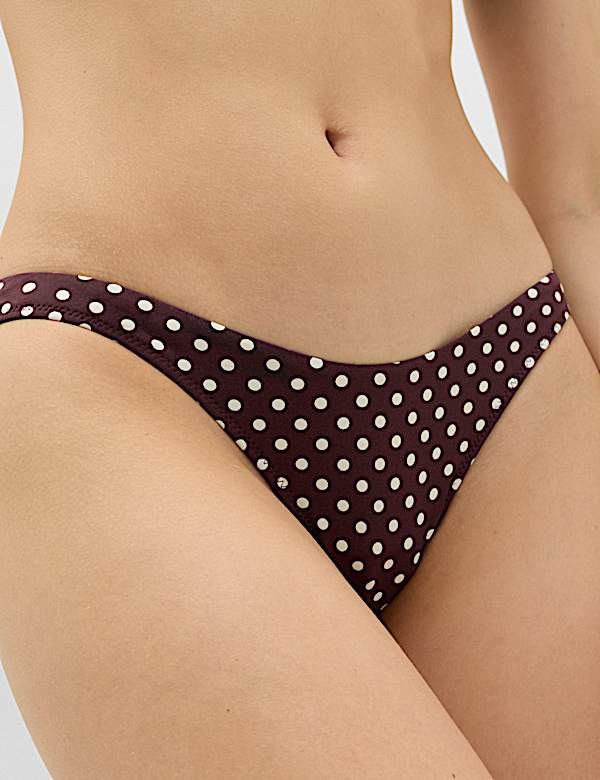 Polka Dot High Leg Bikini Bottoms - RS
