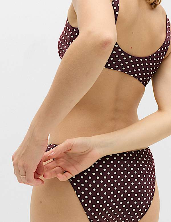 Polka Dot High Leg Bikini Bottoms - RS