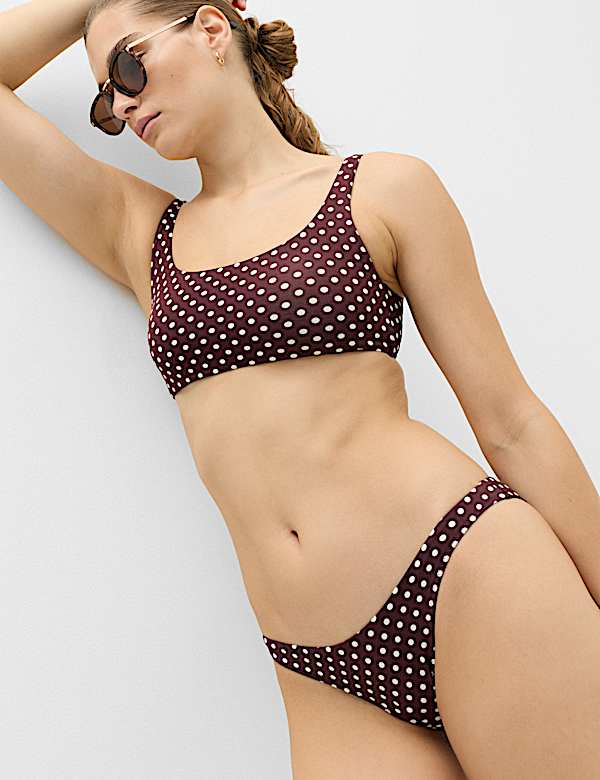 Polka Dot High Leg Bikini Bottoms - RS