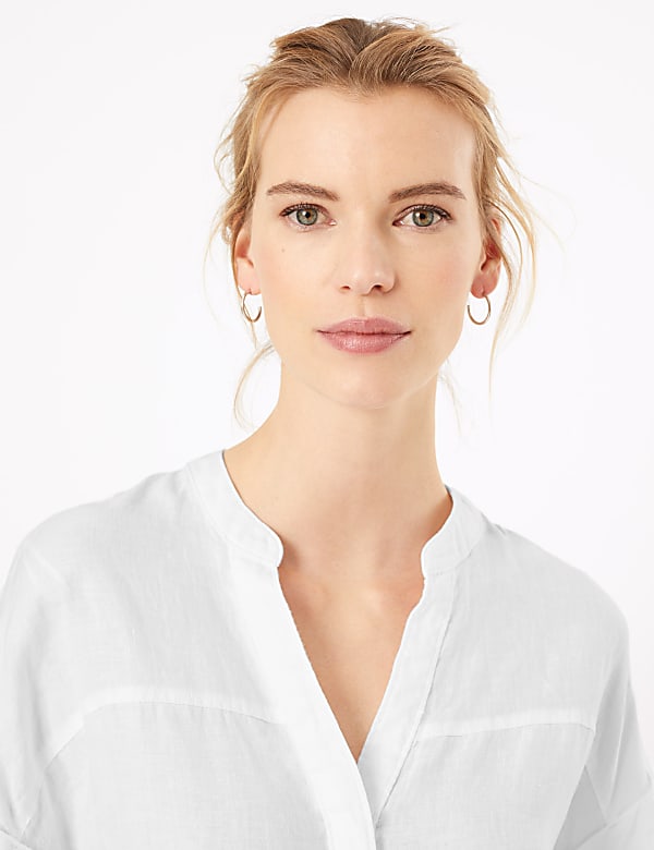 Pure Linen V-Neck Blouse