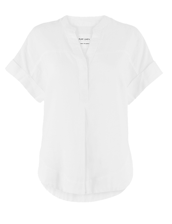 Pure Linen V-Neck Blouse