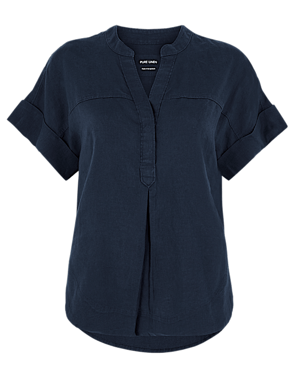 Pure Linen V-Neck Blouse