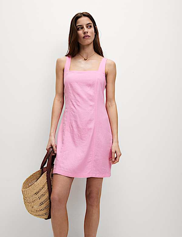 Robe tube mini en lin - FR