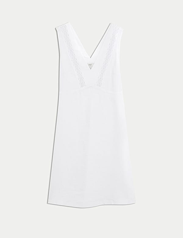 Linen Rich V-Neck Mini Shift Dress - CH