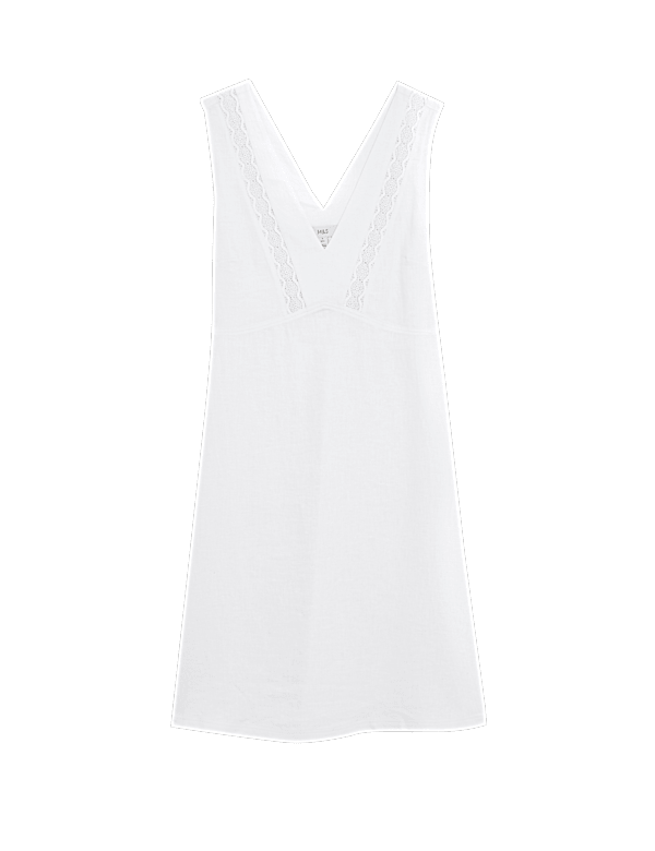 Linen Rich V-Neck Mini Shift Dress
