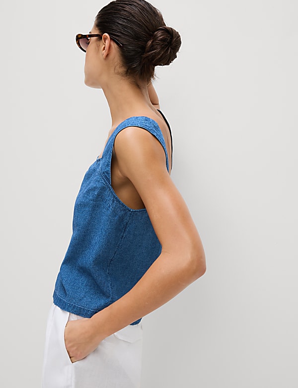 Linen Rich Square Neck Vest Top
