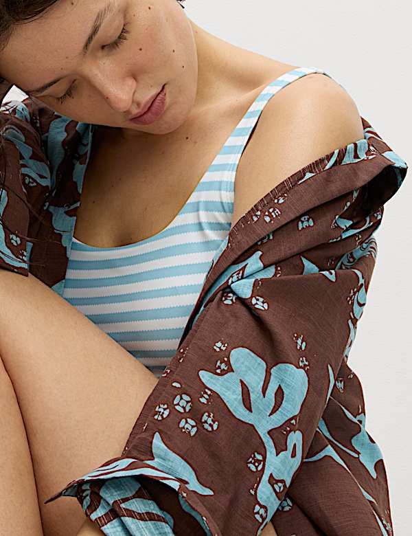 Pure Cotton Printed Button Through Beach Shirt