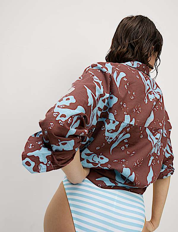 Pure Cotton Printed Button Through Beach Shirt