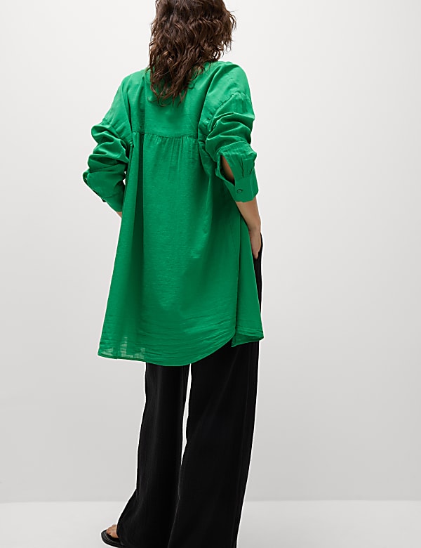 Zuiver katoenen strandshirt kraag - BE