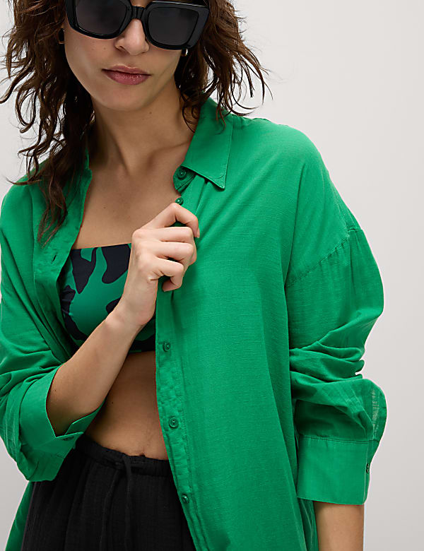Pure Cotton Collared Beach Shirt - CZ