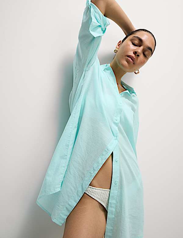 Pure Cotton Collared Beach Shirt