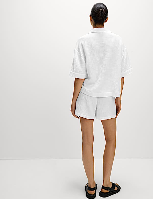 Pure Cotton Textured Collared Beach Shirt - MV