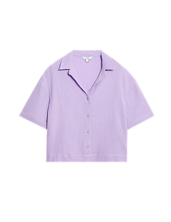 Pure Cotton Textured Collared Beach Shirt