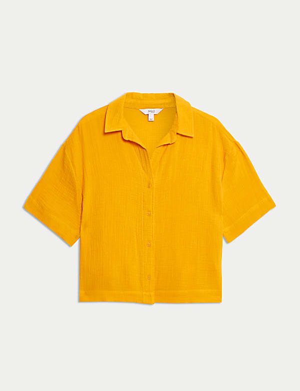 Pure Cotton Textured Collared Beach Shirt - CZ