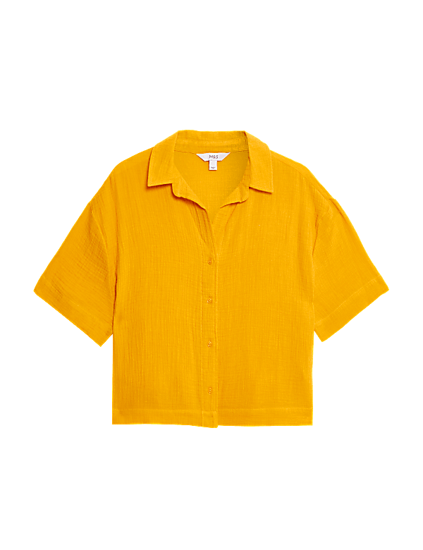Pure Cotton Textured Collared Beach Shirt