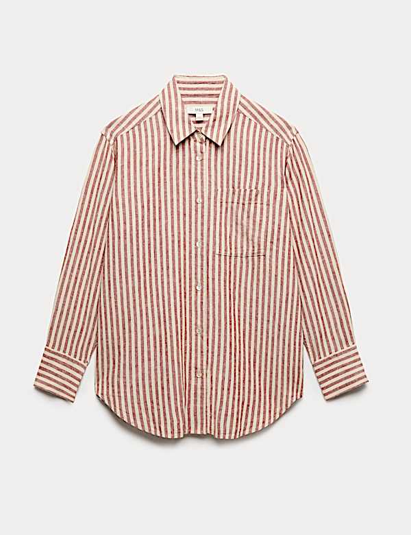 Linen Rich Striped Collared Shirt