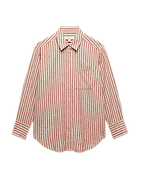 Linen Rich Striped Collared Shirt