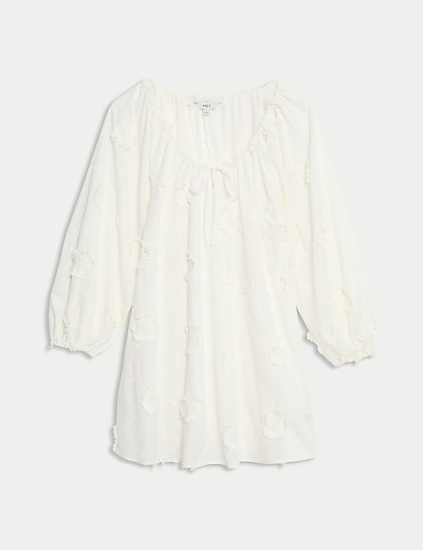 Robe de plage mini 100 % coton fleuri - LU
