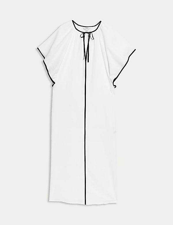 Strandkaftan aus reiner Baumwolle mit V-Ausschnitt - AT