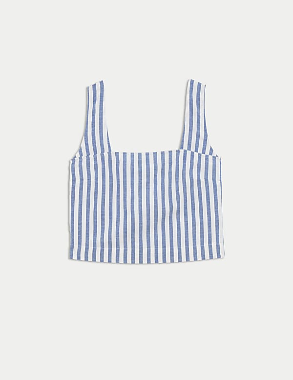 Top de plage imprimé à col carré avec lin - CH