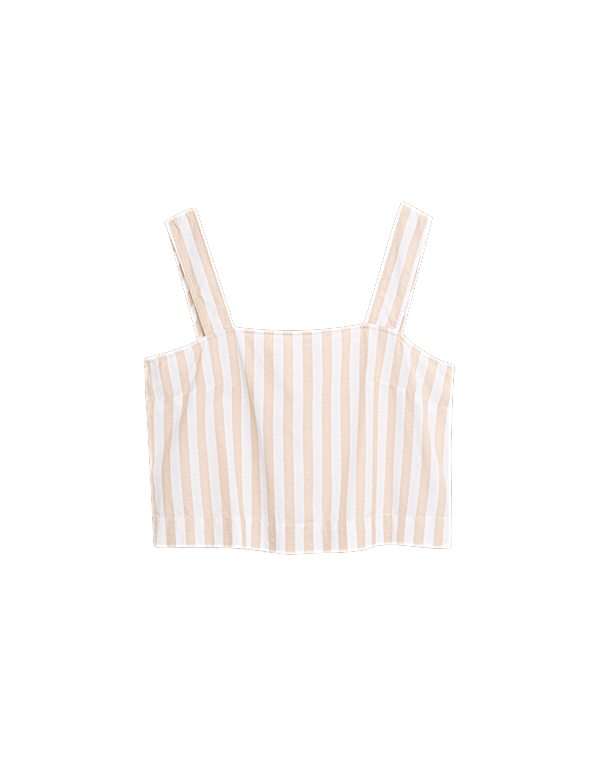 Printed Square Neck Beach Top with Linen
