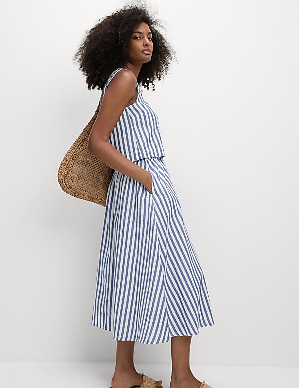 Printed Midaxi Beach Skirt with Linen - NL