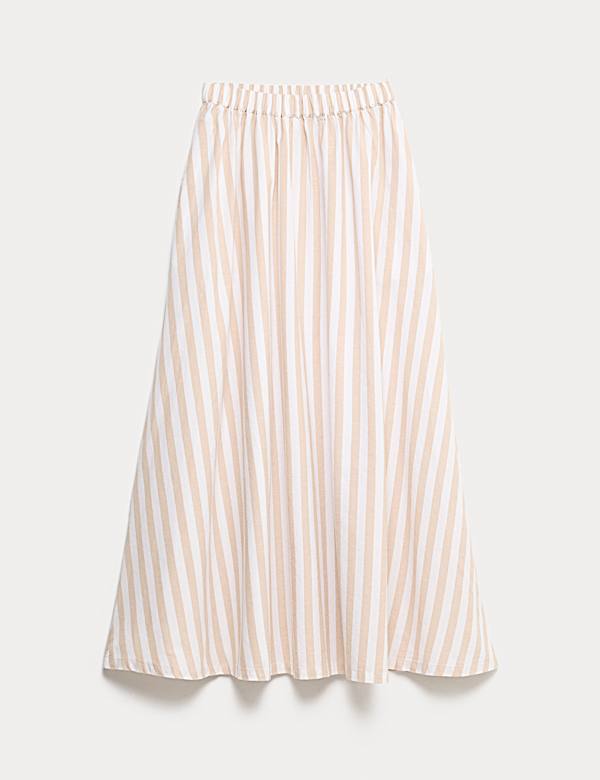 Printed Midaxi Beach Skirt with Linen - CY