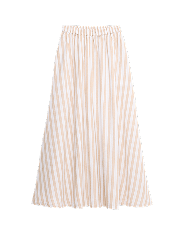 Printed Midaxi Beach Skirt with Linen