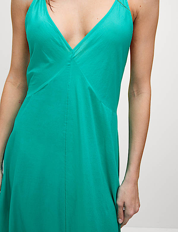 Pure Cotton Strappy V-Neck Midaxi Beach Dress