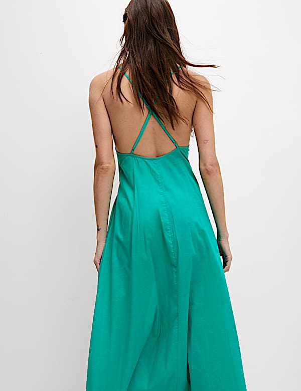 Pure Cotton Strappy V-Neck Midaxi Beach Dress