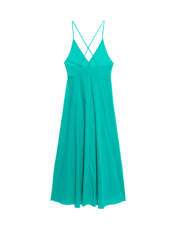 Pure Cotton Strappy V-Neck Midaxi Beach Dress