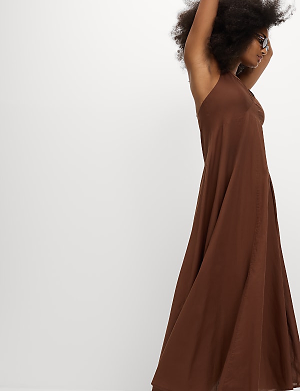 Pure Cotton Strappy V-Neck Midaxi Beach Dress