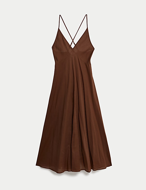 Pure Cotton Strappy V-Neck Midaxi Beach Dress - JO