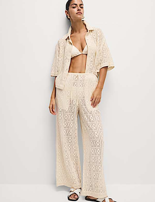 Pure Cotton Crochet Beach Trousers - PT