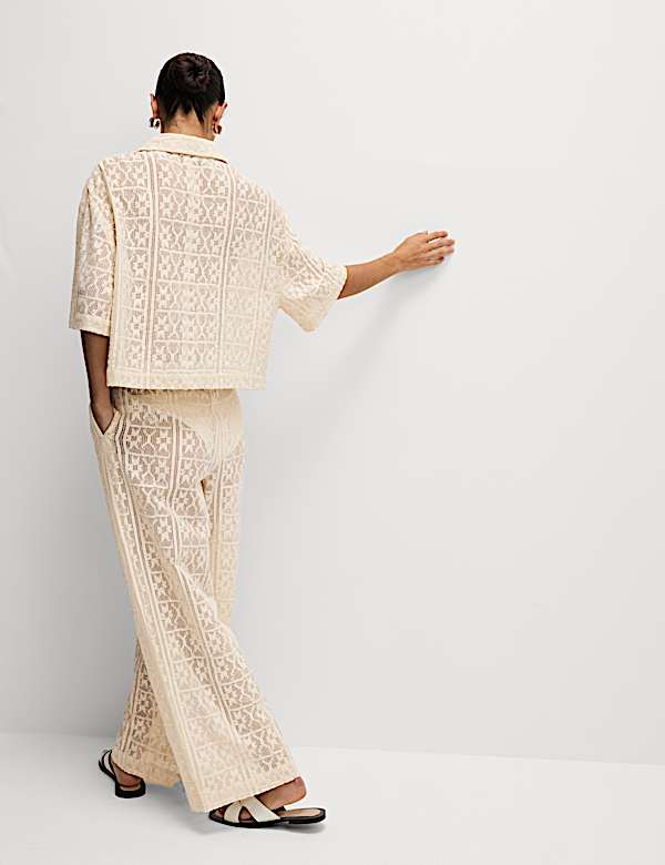 Pure Cotton Crochet Beach Trousers