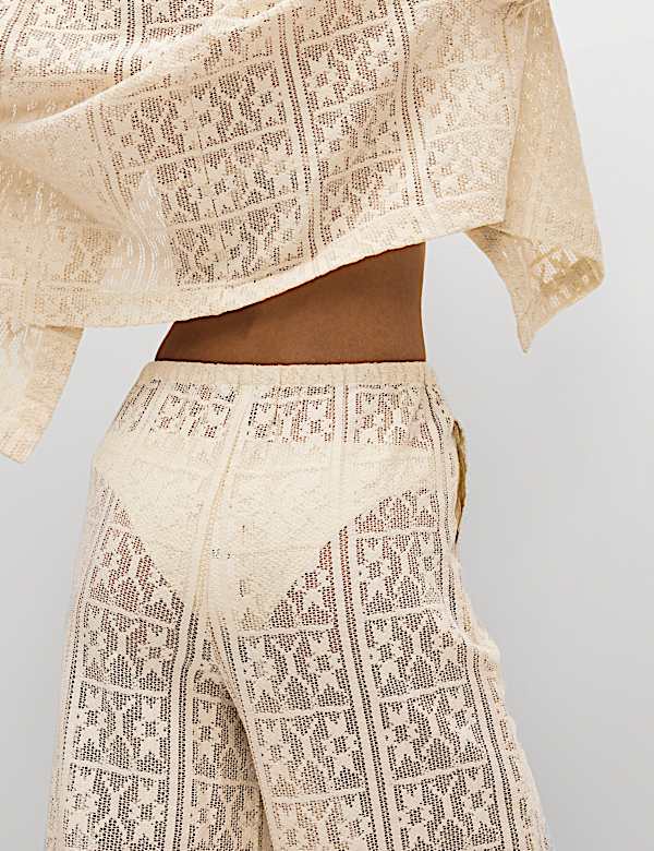 Pure Cotton Crochet Beach Trousers