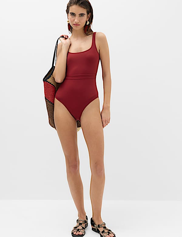 Sculpt Scoop Neck Panelled Swimsuit - CZ