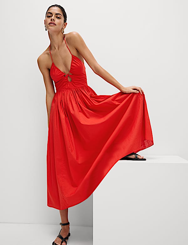 Pure Cotton Halter Neck Midaxi Beach Dress