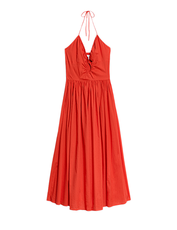 Pure Cotton Halter Neck Midaxi Beach Dress