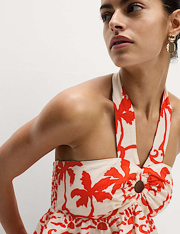 Pure Cotton Printed Crop Beach Top - CY