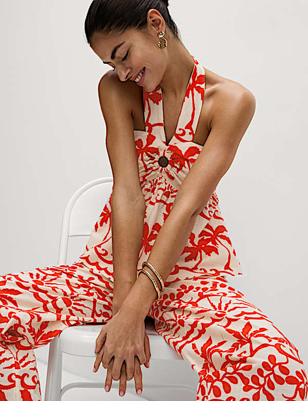 Pure Cotton Printed Crop Beach Top