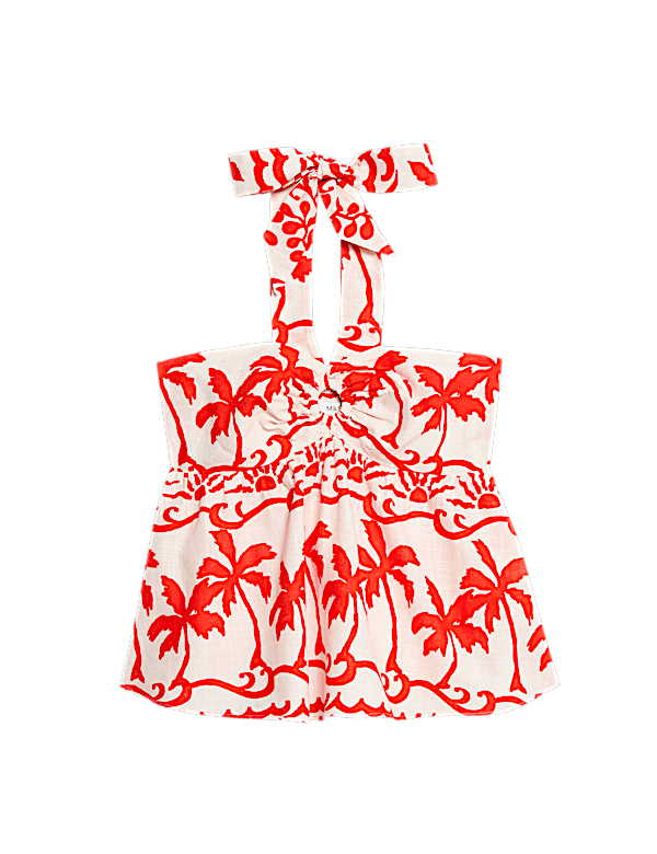 Pure Cotton Printed Crop Beach Top