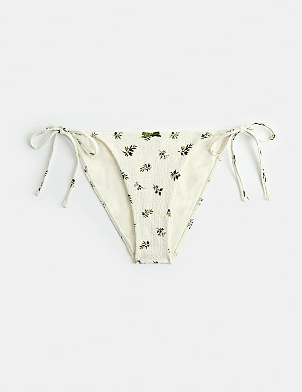 Floral Tie Side High Leg Bikini Bottoms - CN