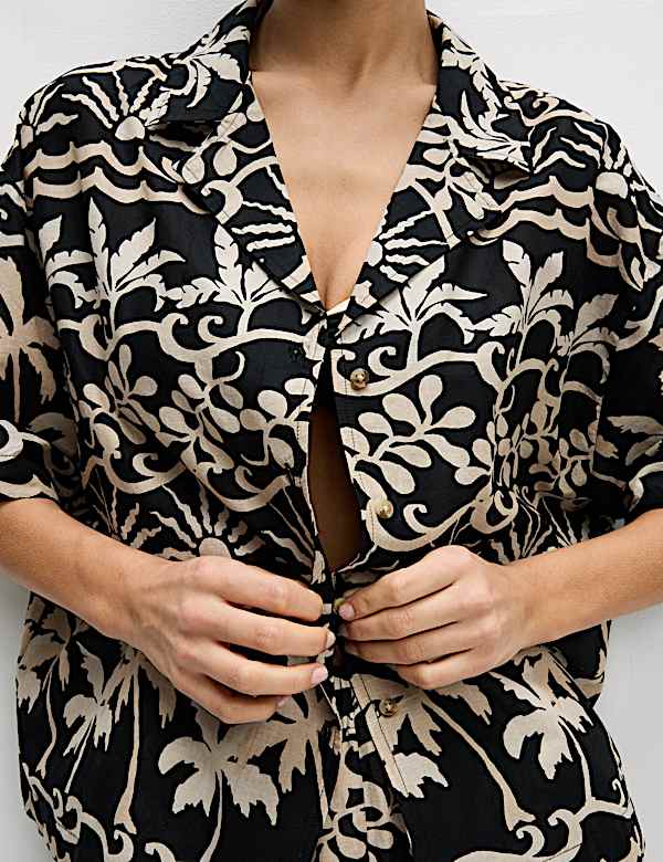Pure Cotton Printed Collared Beach Shirt - CY