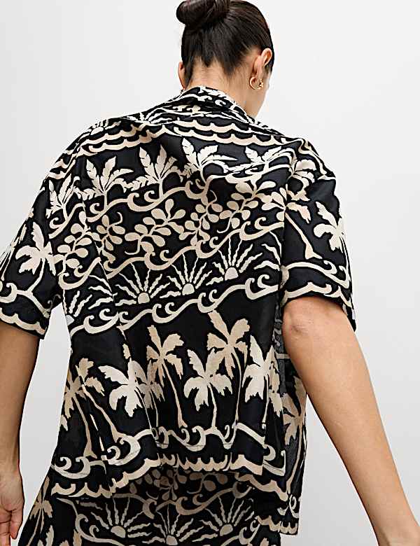 Pure Cotton Printed Collared Beach Shirt