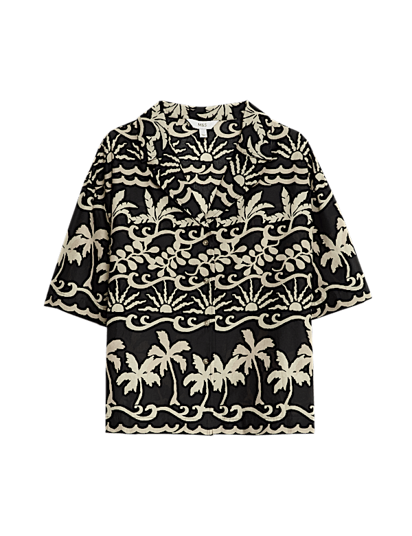 Pure Cotton Printed Collared Beach Shirt