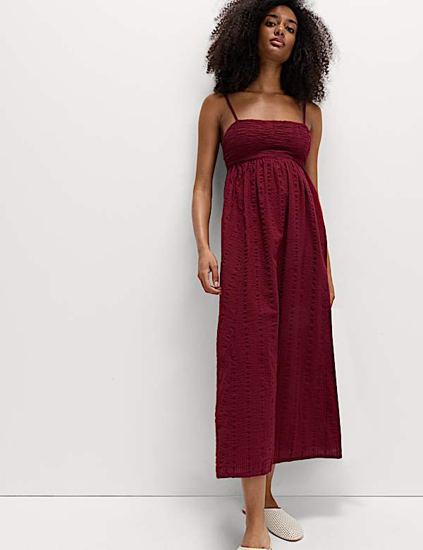 Pure Cotton Square Neck Maxi Beach Dress