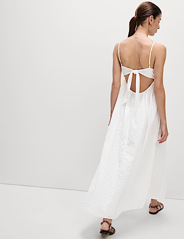Seersucker Tie Back Maxi Beach Dress